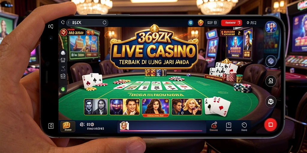 Screenshot gameplay Live Casino 369ZK menampilkan dealer profesional dengan suasana kasino yang menegangkan.