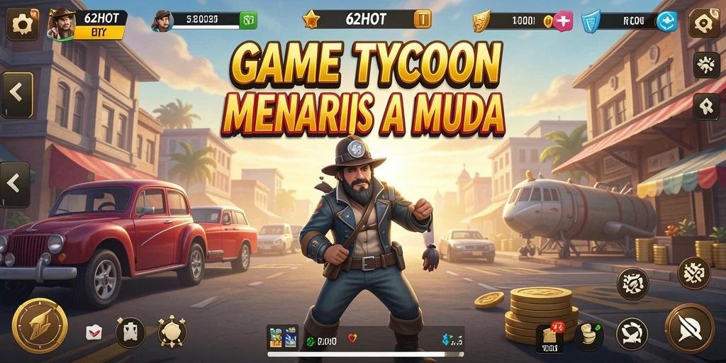 Screenshot 62HOT menampilkan papan skor dan perkembangan bisnis yang menarik.