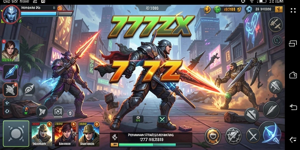 Tampilan gameplay menarik dari 777ZX saat bertarung strategis.