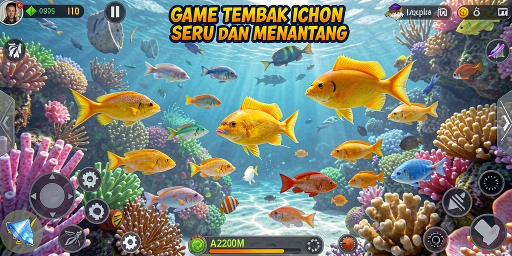 Tampilan gameplay A200M yang seru saat menembak ikan.