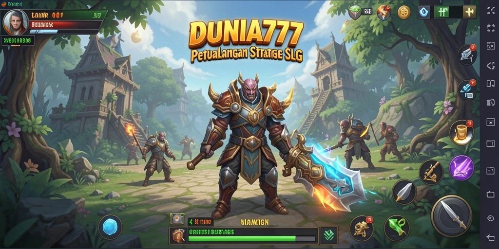Menampilkan aksi pertempuran strategis dalam DUNIA777.
