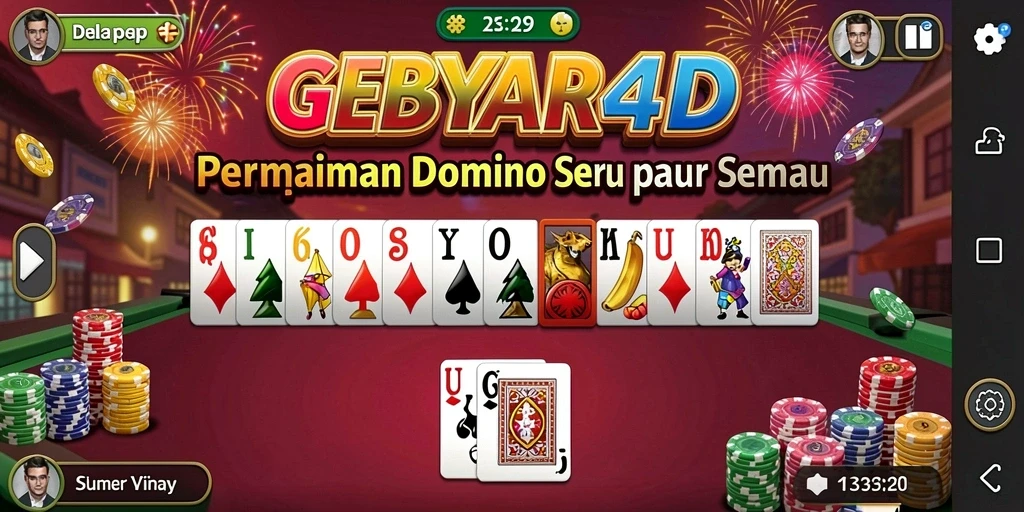 Screenshot menunjukkan gameplay menarik GEBYAR4D dalam permainan Domino.
