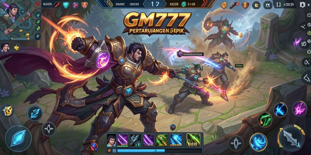 Screenshot gameplay GM777 yang menampilkan aksi seru dalam MOBA.