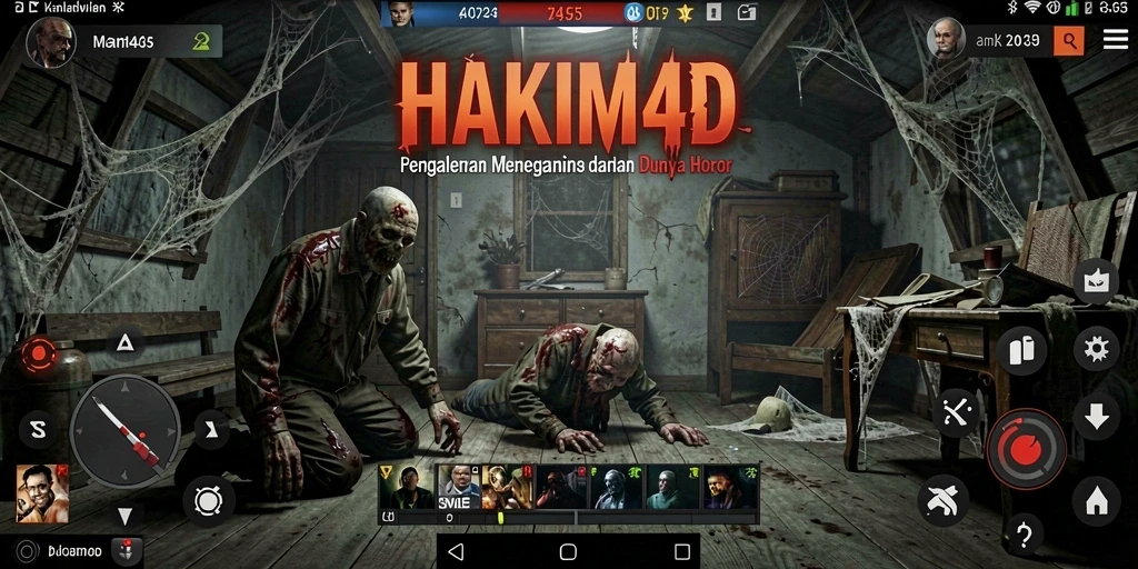 Screenshot menampilkan suasana menyeramkan dan gameplay menegangkan HAKIM4D.