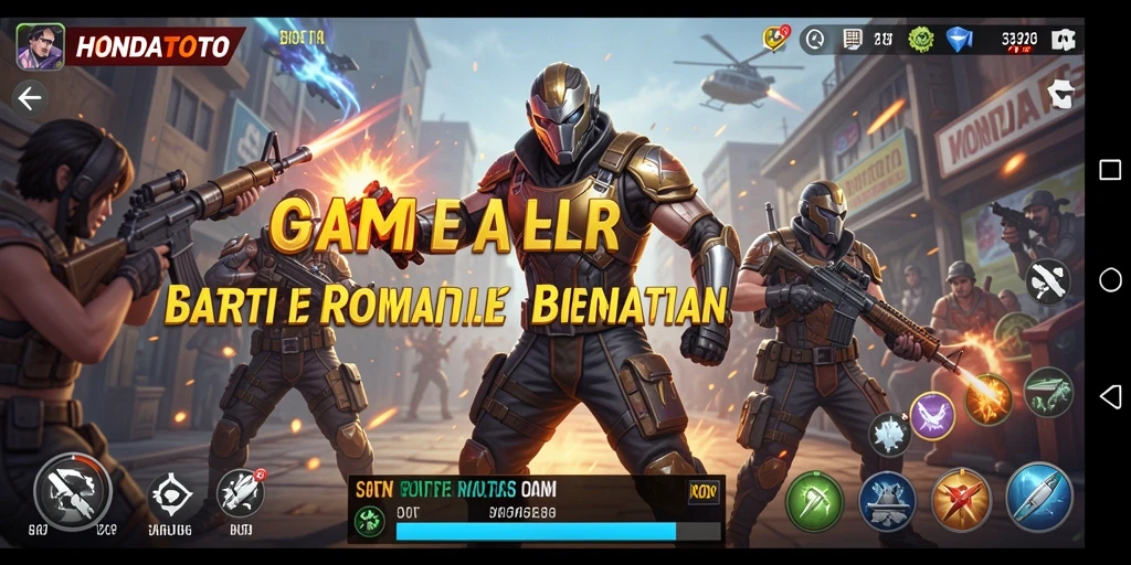 Tangkapan layar permainan HONDATOTO yang menampilkan aksi Battle Royale yang intens.