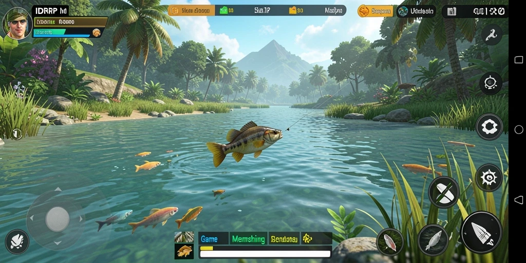 Tampilan gameplay seru di <strong>IDRRP</strong> saat menangkap ikan.