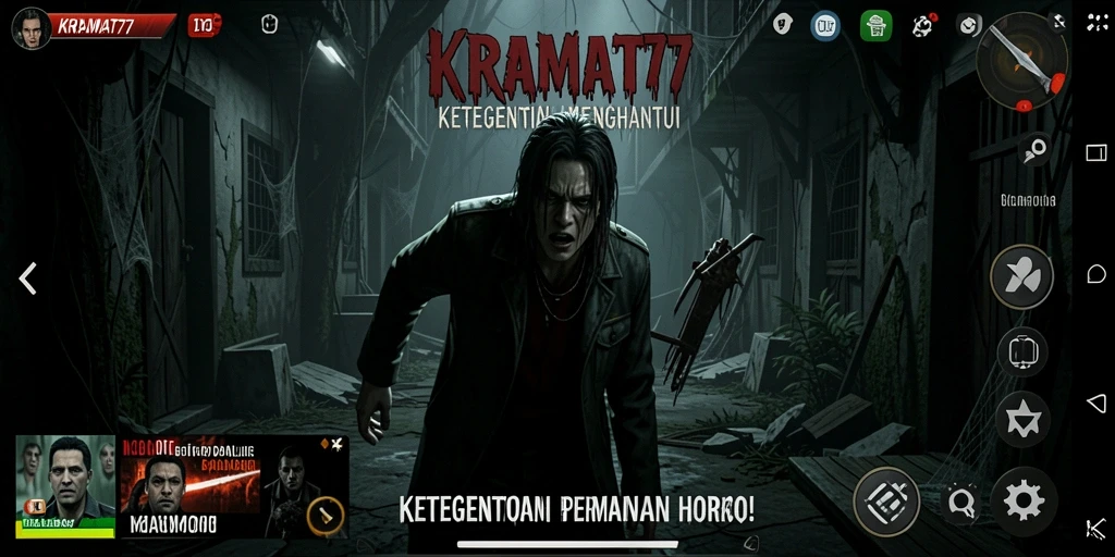 Screenshot gameplay KRAMAT77 menampilkan momen mengerikan di lokasi angker.