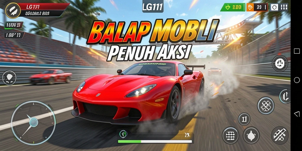Tampilan gameplay LG111 yang mendebarkan saat balapan di trek.