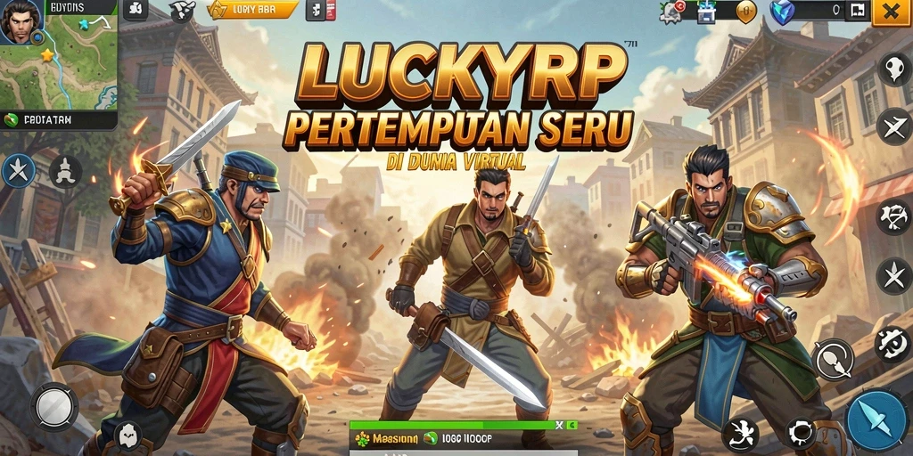 Tampilan gameplay LUCKYRP yang penuh aksi di arena pertarungan.