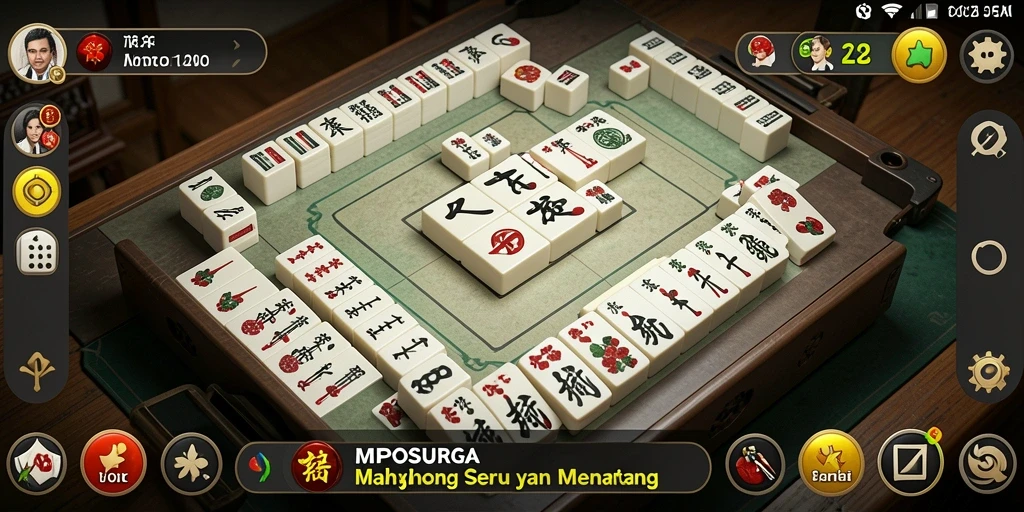 Screenshot gameplay MPOSURGA dengan tampilan ubin Mahjong yang menarik.