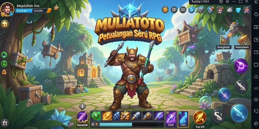 Screenshot gameplay MULIATOTO menampilkan pertarungan yang menegangkan dan dunia yang indah.
