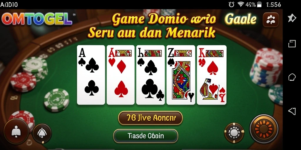 Tampilan gameplay seru dalam aplikasi OMTOGEL yang menampilkan Domino.