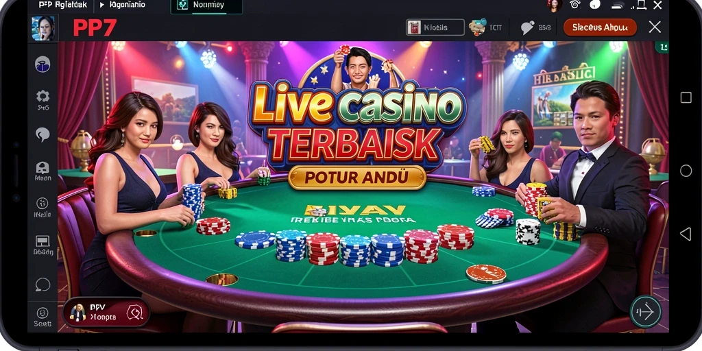 Tampilan gameplay seru di PP7 Live Casino dengan dealer profesional.