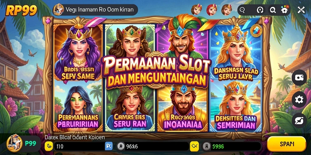 Screenshot gameplay RP99 yang menunjukkan putaran Slot yang mengasyikkan.