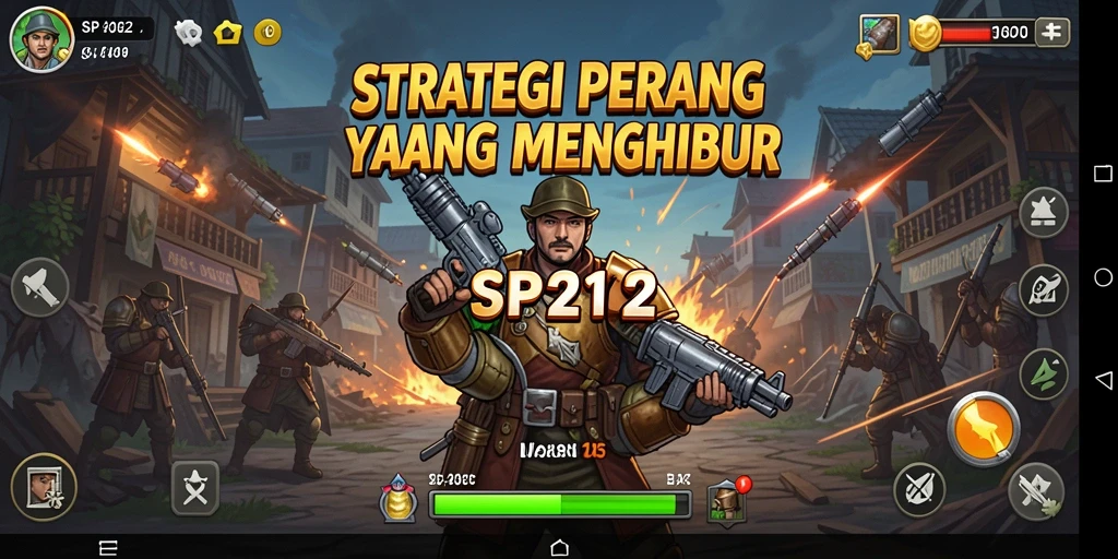 Screenshot utama SP212 menampilkan pertempuran strategis di battlefield.